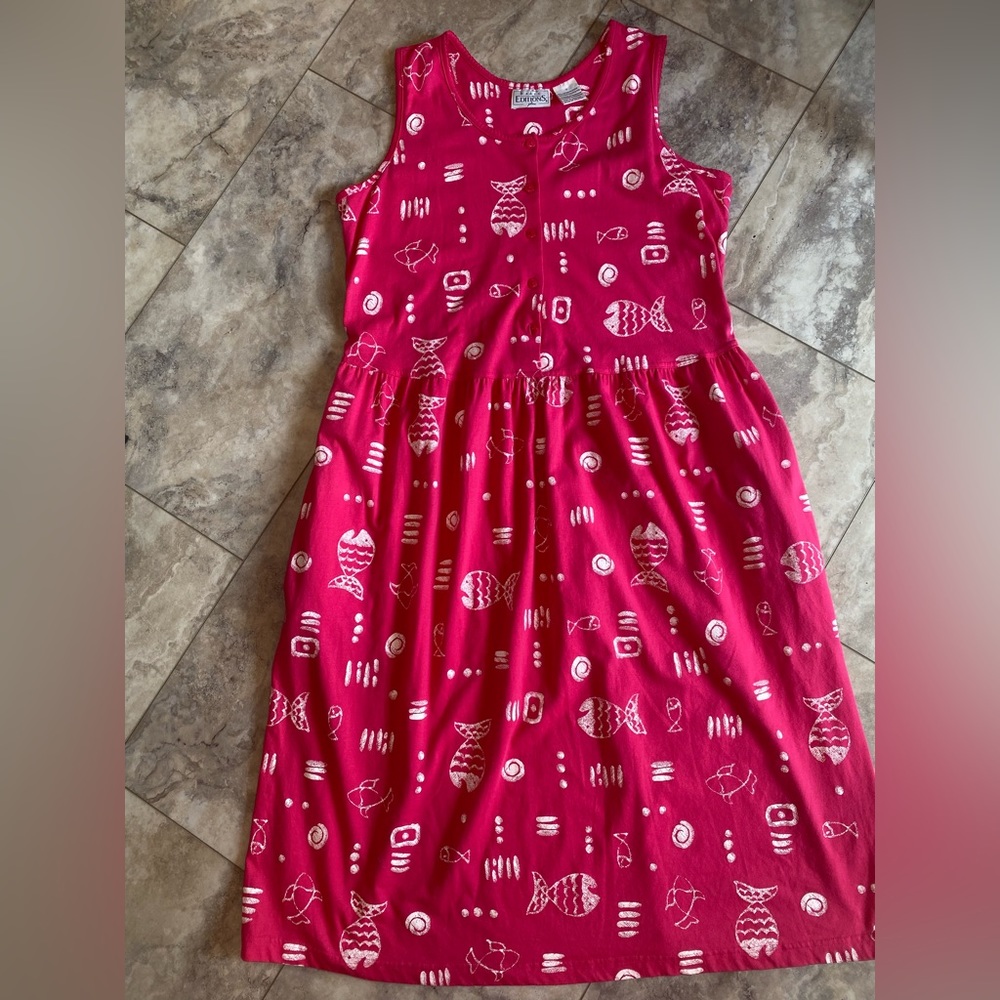 Sleeveless Red Patterned Dress